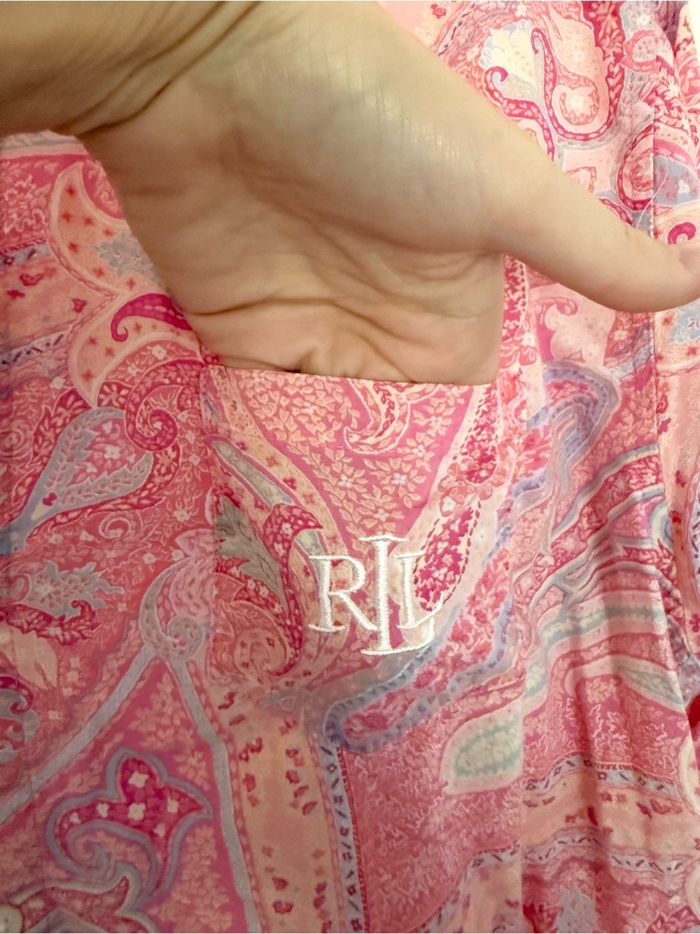 Lauren Ralph Lauren Pink Paisley Sleep Shirt Night Shirt Long Sleeve Size Medium - Picture 8 of 12